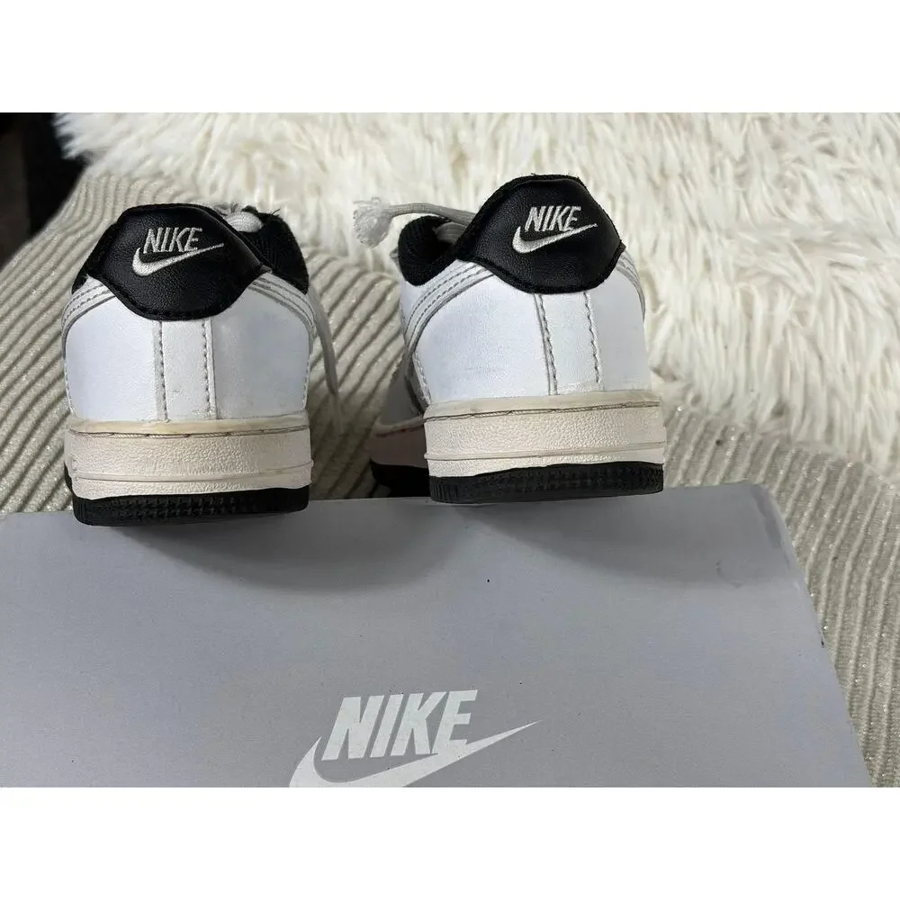 Nike Air Force 1 Shoes Sneakers Kids Size 11C White Black Low PS DV1332-100